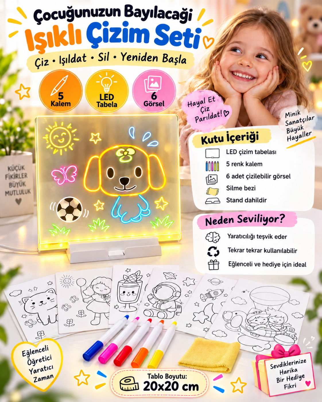 LEDLİ ÇİZİM TABLETİ (20X20)
